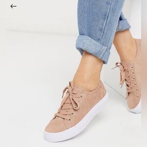 ASOS DESIGN Wide Fit Dizzy Lace-Up Sneakers | Size 10 | Warm Beige / Tan